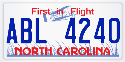 NC license plate ABL4240