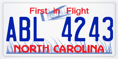 NC license plate ABL4243