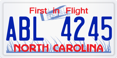NC license plate ABL4245