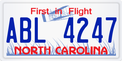 NC license plate ABL4247
