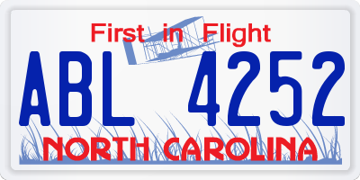 NC license plate ABL4252
