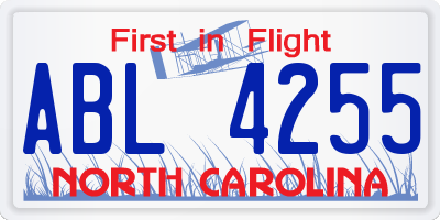 NC license plate ABL4255
