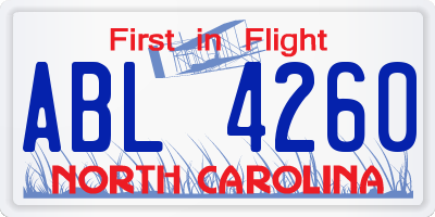 NC license plate ABL4260