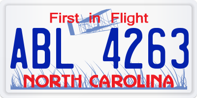 NC license plate ABL4263