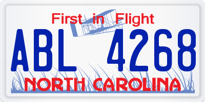 NC license plate ABL4268