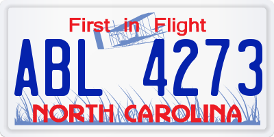 NC license plate ABL4273