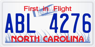 NC license plate ABL4276