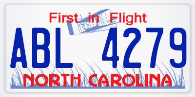 NC license plate ABL4279