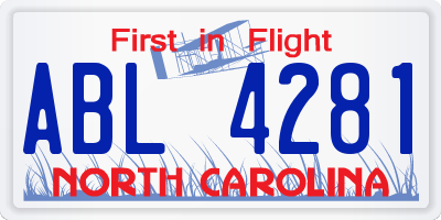 NC license plate ABL4281