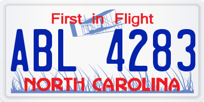 NC license plate ABL4283
