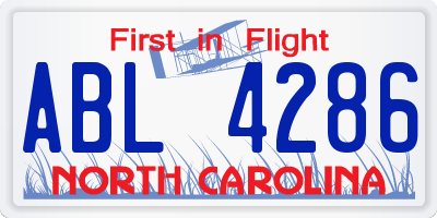 NC license plate ABL4286