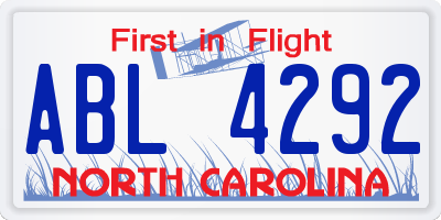 NC license plate ABL4292