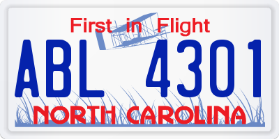 NC license plate ABL4301