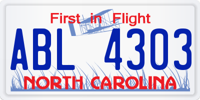 NC license plate ABL4303