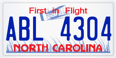 NC license plate ABL4304