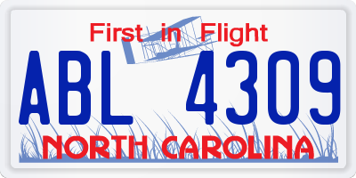 NC license plate ABL4309