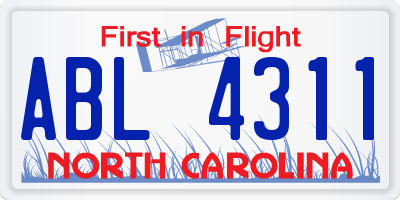NC license plate ABL4311
