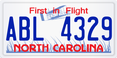 NC license plate ABL4329