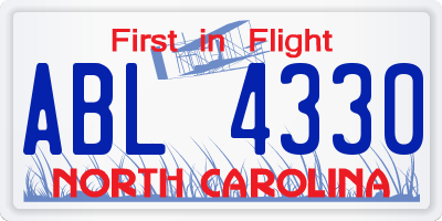 NC license plate ABL4330