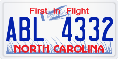 NC license plate ABL4332