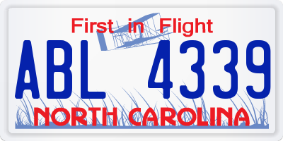 NC license plate ABL4339