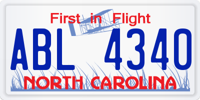 NC license plate ABL4340