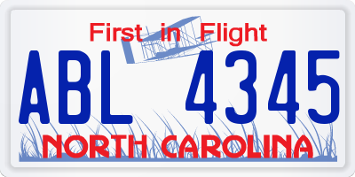 NC license plate ABL4345