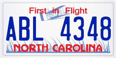 NC license plate ABL4348