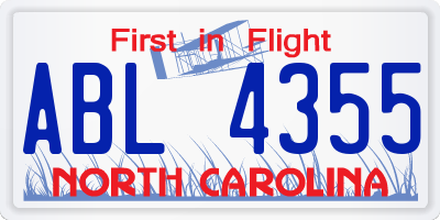 NC license plate ABL4355