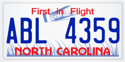 NC license plate ABL4359