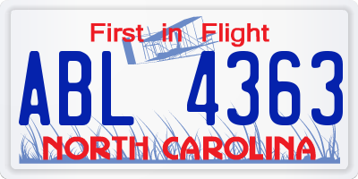 NC license plate ABL4363