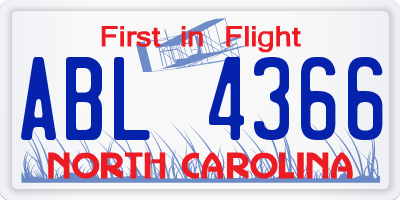 NC license plate ABL4366