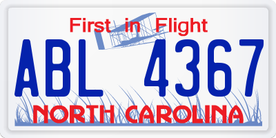NC license plate ABL4367