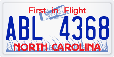 NC license plate ABL4368