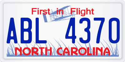 NC license plate ABL4370