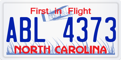 NC license plate ABL4373
