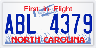 NC license plate ABL4379