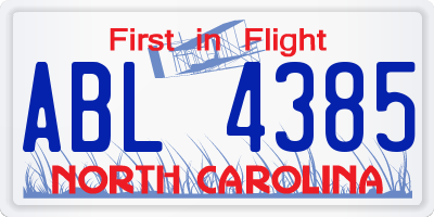 NC license plate ABL4385