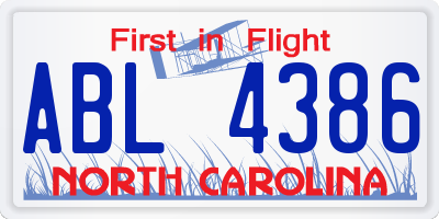 NC license plate ABL4386