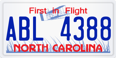 NC license plate ABL4388