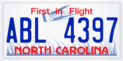 NC license plate ABL4397