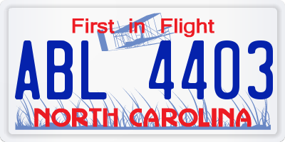 NC license plate ABL4403