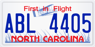 NC license plate ABL4405