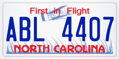 NC license plate ABL4407