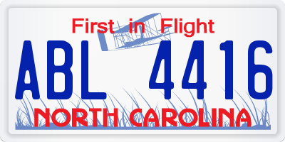 NC license plate ABL4416
