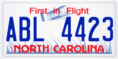 NC license plate ABL4423