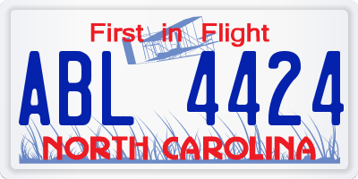 NC license plate ABL4424