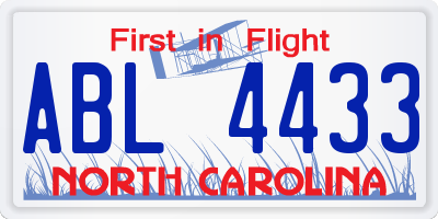 NC license plate ABL4433