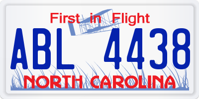 NC license plate ABL4438