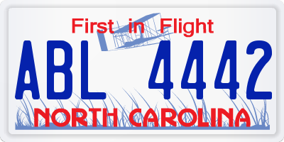 NC license plate ABL4442